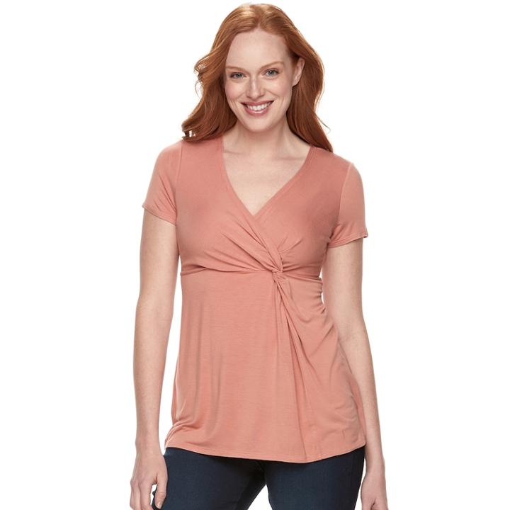 Maternity A:glow Twist Nursing Tee, Women's, Size: L-mat, Med Pink