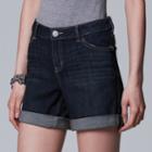 Women's Simply Vera Vera Wang Cuffed Jean Shorts, Size: 8, Dark Blue