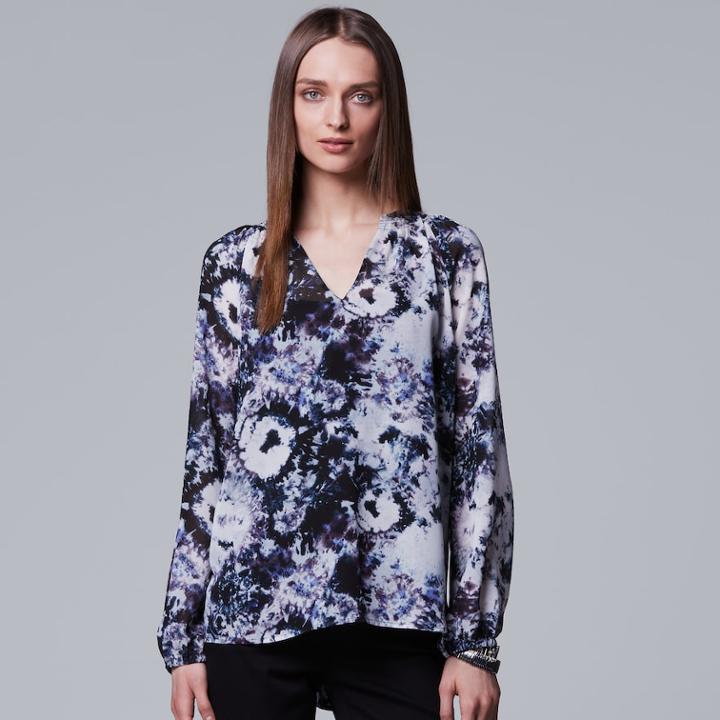 Women's Simply Vera Vera Wang Pintuck Peasant Top, Size: Xl, Oxford