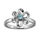 Stacks And Stones Sterling Silver Blue Topaz Flower Stack Ring, Women's, Size: 9