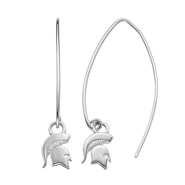 Dayna U Michigan State Spartans Sterling Silver Hook Earrings, Women's, Grey