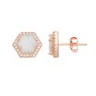 18k Rose Gold Over Silver Lab-created Opal & Cubic Zirconia Hexagon Stud Earrings, Women's, White