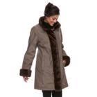 Women's Gallery Faux-fur Trim Jacket, Size: Large, Brown