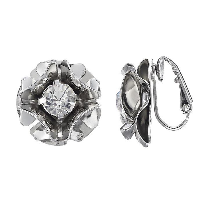 Simply Vera Vera Wang Flower Nickel Free Clip On Earrings, Women's, Silver