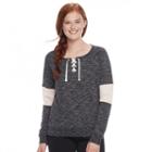 Juniors' So&reg; Lace-up Long Sleeve Sweatshirt, Teens, Size: Medium, Dark Grey