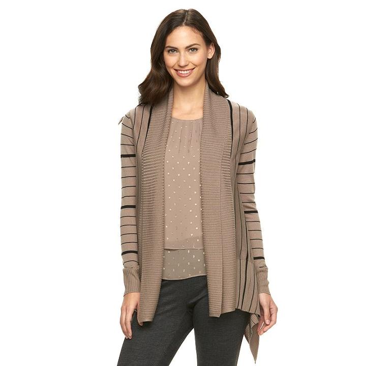 Women's Apt. 9&reg; Open-front Cardigan, Size: Medium, Med Beige