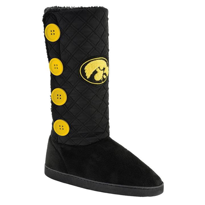 Women's Iowa Hawkeyes Button Boots, Size: Large, Black
