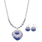 Purple Beaded Pendant Necklace & Drop Earring Set, Women's