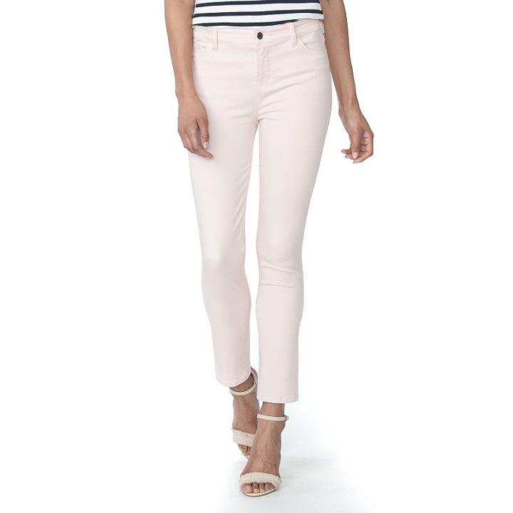 Women's Chaps Release-hem Crop Skinny Jeans, Size: 10, Pink
