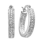 Sterling 'n' Ice Sterling Silver Crystal Hoop Earrings - Made With Swarovski Crystals, Women's, White