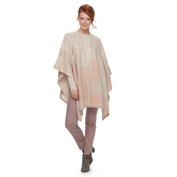 Women's Apt. 9&reg; Patchwork Knit Ruana, Med Pink