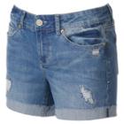 Juniors' So&reg; Ripped Midi Jean Shorts, Girl's, Size: 5, Med Blue