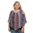 Plus Size Ab Studio Scarf-print Cold-shoulder Top, Women's, Size: 0x, Ovrfl Oth