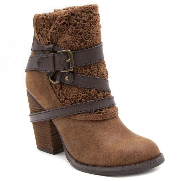 Sugar Puzzled Women's High Heel Ankle Boots, Size: Medium (6.5), Brown