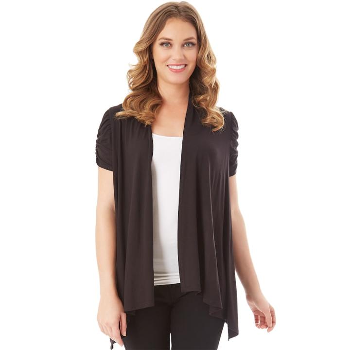 Women's Apt. 9&reg; Ruched Cardigan, Size: Medium, Black