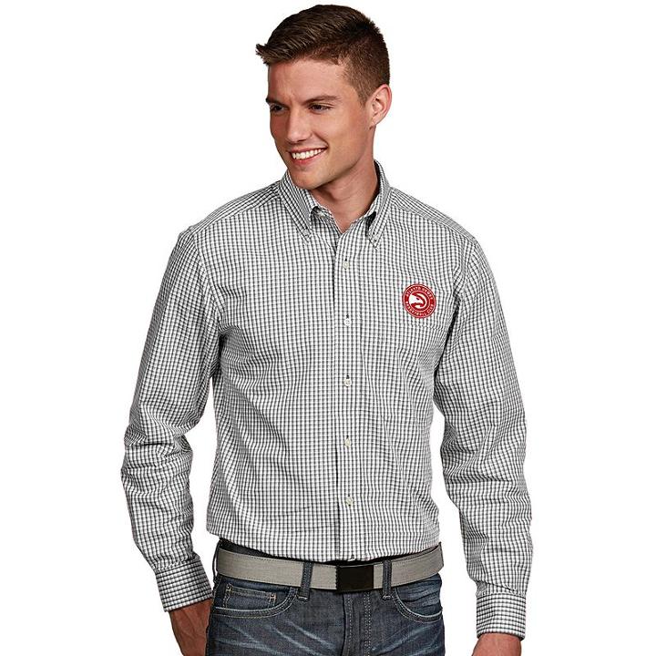 Men's Antigua Atlanta Hawks Associate Plaid Button-down Shirt, Size: Small, White