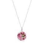 Sterling Silver Pink Pressed Flower Circle Pendant Necklace, Women's, Size: 18, Multicolor
