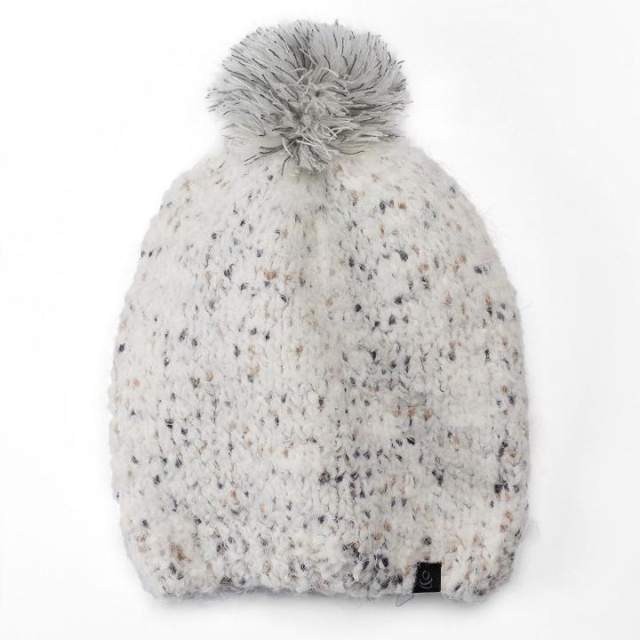 Women's Cuddl Duds Pom-pom Slouchy Beanie, White Oth
