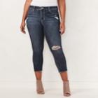 Plus Size Lc Lauren Conrad Distressed Capri Skinny Jeans, Women's, Size: 24 W, Med Blue