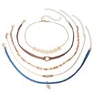 Seed Bead, Disc & Leaf Choker Necklace Set, Women's, Multicolor