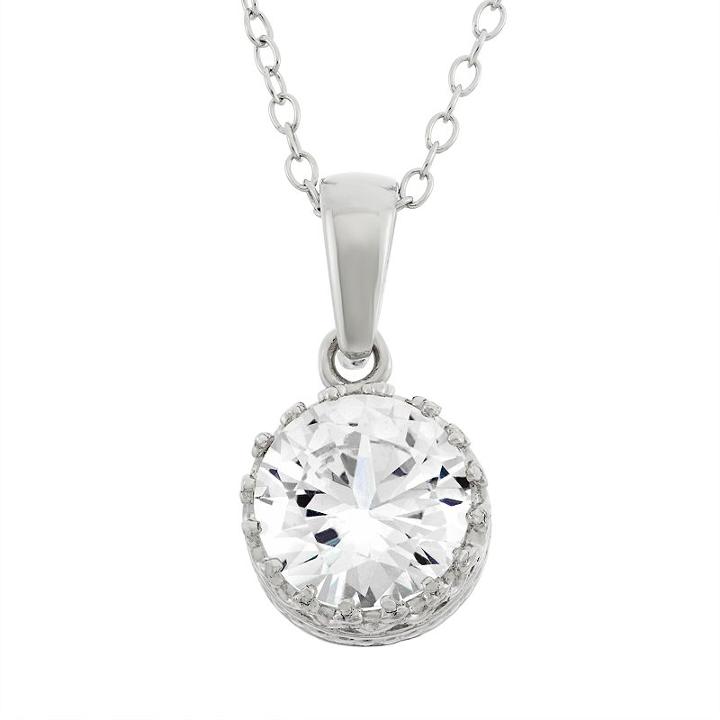 Tiara Lab-created White Sapphire Sterling Silver Pendant Necklace, Women's, Size: 18