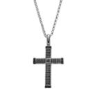 Men's Sterling Silver 1/4 Carat T.w. Black Diamond Textured Cross Pendant, Size: 22
