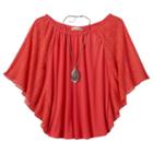 Girls Plus Size Speechless Flutter-sleeve Top & Necklace Set, Girl's, Size: Xxl Plus, Drk Orange