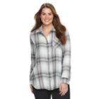 Juniors' Plus Size Mudd&reg; Pocket Plaid Flannel Shirt, Girl's, Size: 2xl, Silver