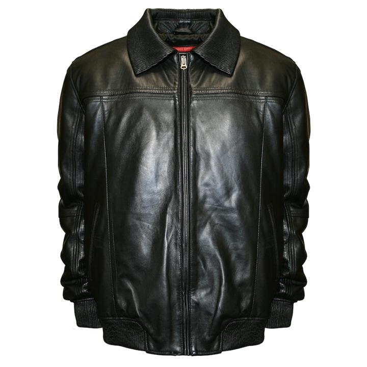 Big & Tall Franchise Club Home Base Lambskin Leather Bomber Jacket, Men's, Size: 6xl, Black
