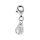 Personal Charm Sterling Silver Simulated Birthstone Teardrop Charm, Women's, White