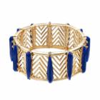 Jennifer Lopez Blue Stone Openwork Chevron Stretch Bracelet, Women's, Blue Other