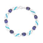 Lab-created Blue Opal & Cubic Zirconia Sterling Silver Infinity Bracelet, Women's, Size: 7.5, Multicolor