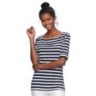 Women's Croft & Barrow&reg; Rolled Button-tab Top, Size: Xs, Blue