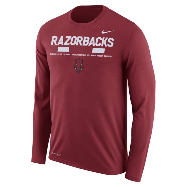 Men's Nike Arkansas Razorbacks Dri-fit Legend Staff Long-sleeve Tee, Size: Xl, Red