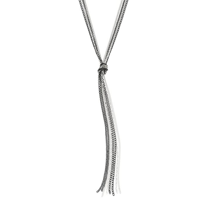 Two Tone Multi Strand Knotted Tassel Necklace, Women's, Multicolor