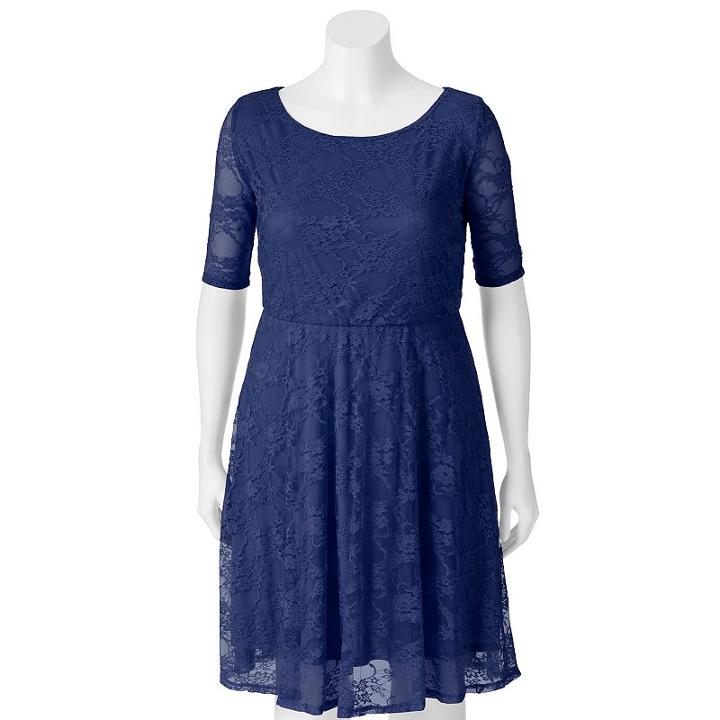 Juniors' Plus Size Wrapper Lace A-line Dress, Girl's, Size: 1xl, Dark Blue
