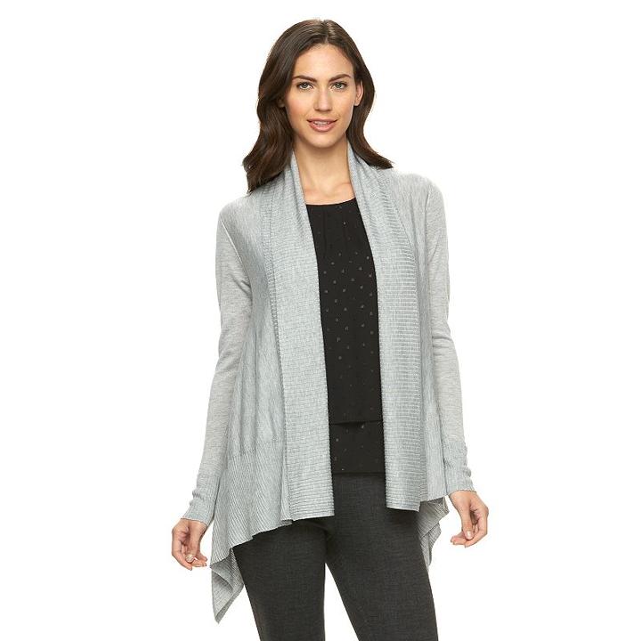Women's Apt. 9&reg; Open-front Cardigan, Size: Xxl, Med Grey