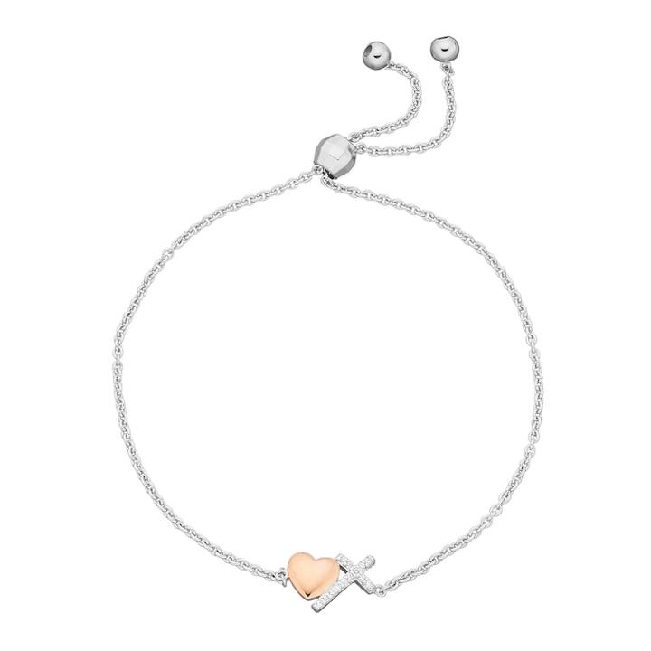 Sterling Silver Cross & Heart Charm Bolo Bracelet, Women's