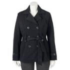 J-2, Juniors' Plus Size Fleece Double Breasted Trench Coat, Girl's, Size: 2xl, Black