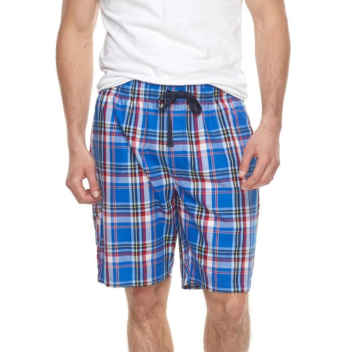 Big & Tall Chaps Plaid Soft-touch Woven Sleep Shorts, Men's, Size: L Tall, Blue