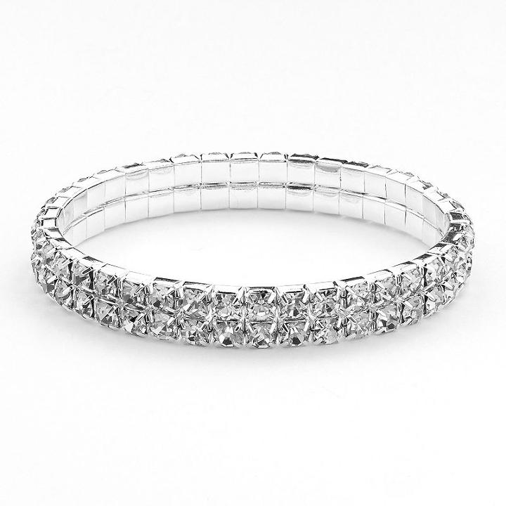 Simulated Crystal Stretch Bracelet, Women's, White