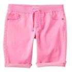 Girls 7-16 So&reg; Ribbed Waist Sateen Bermuda Shorts, Girl's, Size: 12, Brt Pink