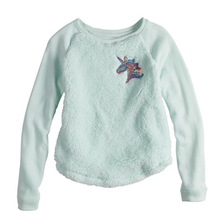 Girls 7-16 & Plus Size So&reg; Sherpa Pullover Sweatshirt, Size: 7-8, Light Blue