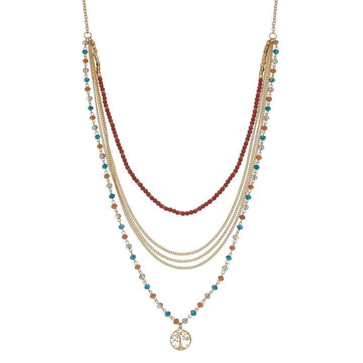 Believe In Beaded Tree Of Life Pendant Multi Strand Necklace, Women's, Multicolor