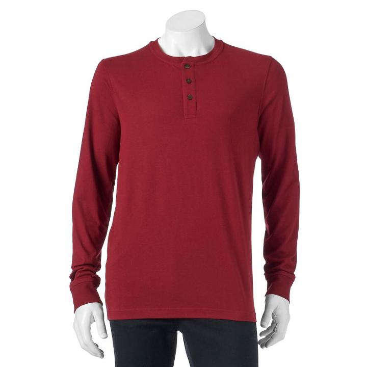 Men's Croft & Barrow&reg; Classic-fit Easy-care Henley, Size: Xl, Dark Red