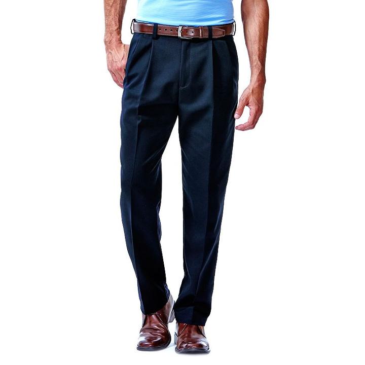 Men's Haggar&reg; Cool 18&reg; Classic-fit Pleated No-iron Expandable Waist Pants, Size: 30x30, Blue