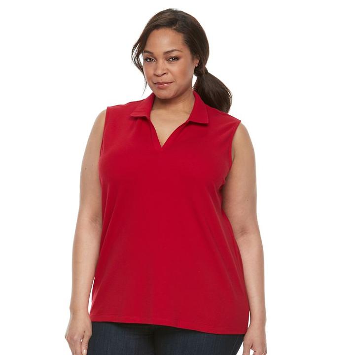 Plus Size Croft & Barrow&reg; Solid Sleeveless Polo, Women's, Size: 3xl, Med Red