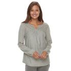 Women's Croft & Barrow&reg; Embroidered Yoke Top, Size: Xl, Green