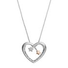 Timeless Sterling Silver Two Tone Cubic Zirconia Mom Heart Pendant, Women's