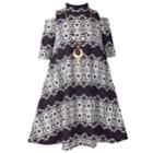 Girls 7-16 Bonnie Jean Textured Knit Cold Shoulder A-line Dress, Size: 14, White